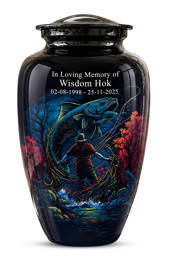Personalized Bass Fishing Cremation Urn - Fisherman Memorial Urn for Ashes