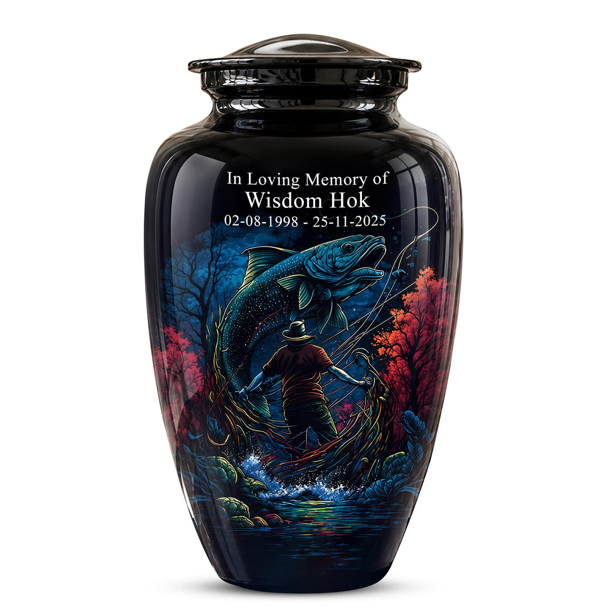 Personalized Bass Fishing Cremation Urn - Fisherman Memorial Urn for Ashes