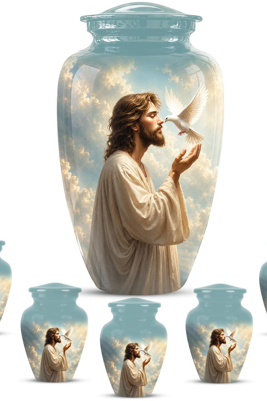 Personalized Christian Cremation Urn - Jesus Dove Memorial Keepsake