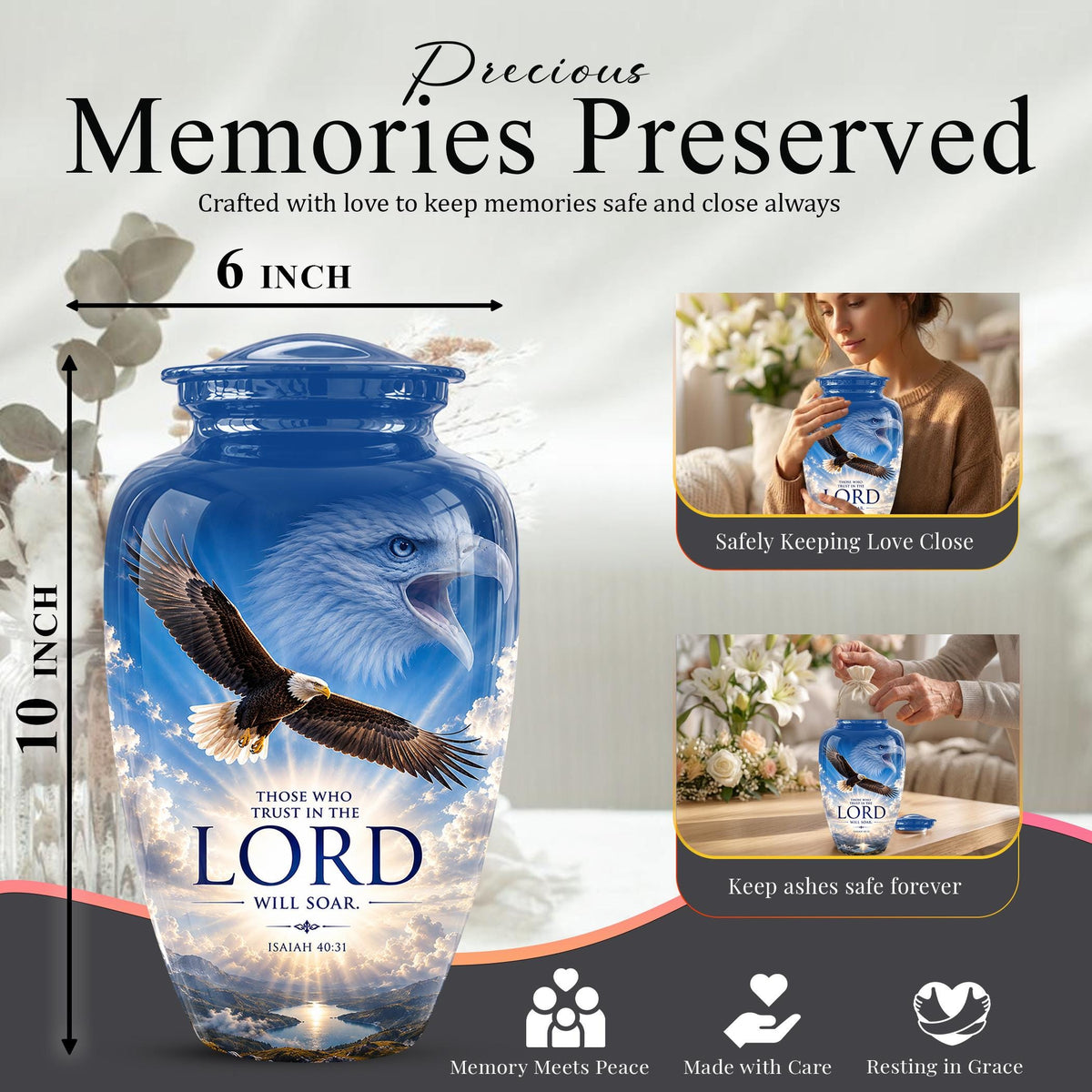 Bald Eagle Cremation Urn for Ashes - Christian Memorial Urn