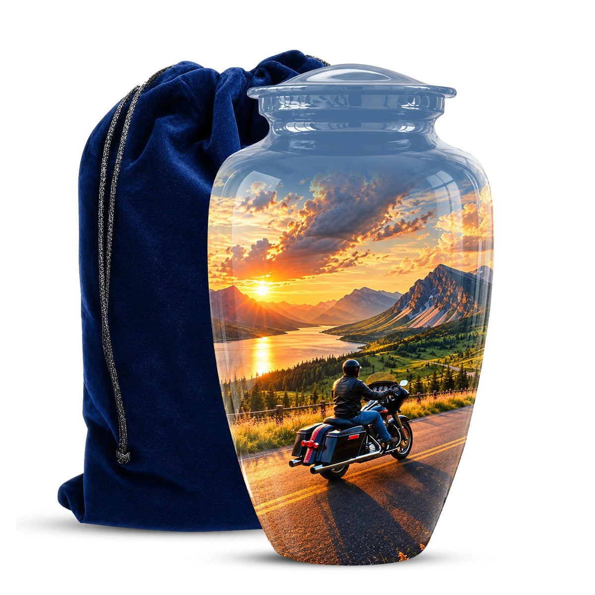 Personalized Motorcycle Cremation Urn, Memorial Urn for Ashes, Mountain Road Biker Tribute, 200 Cubic