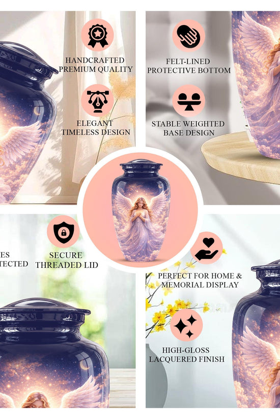 Personalized Angel Wings Urn for Human Ashes - Memorial Keepsake Tribute Urn