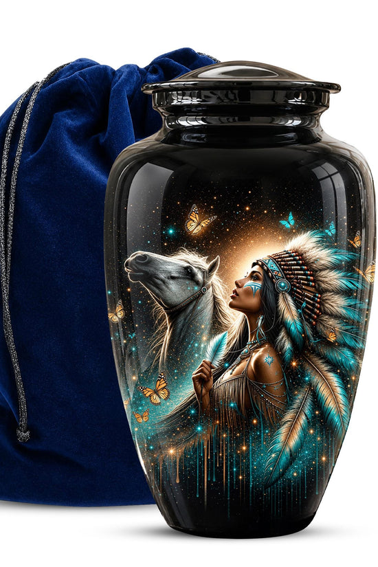 Native American Urns for Human Ashes - Horse Cremation Urn for Adults