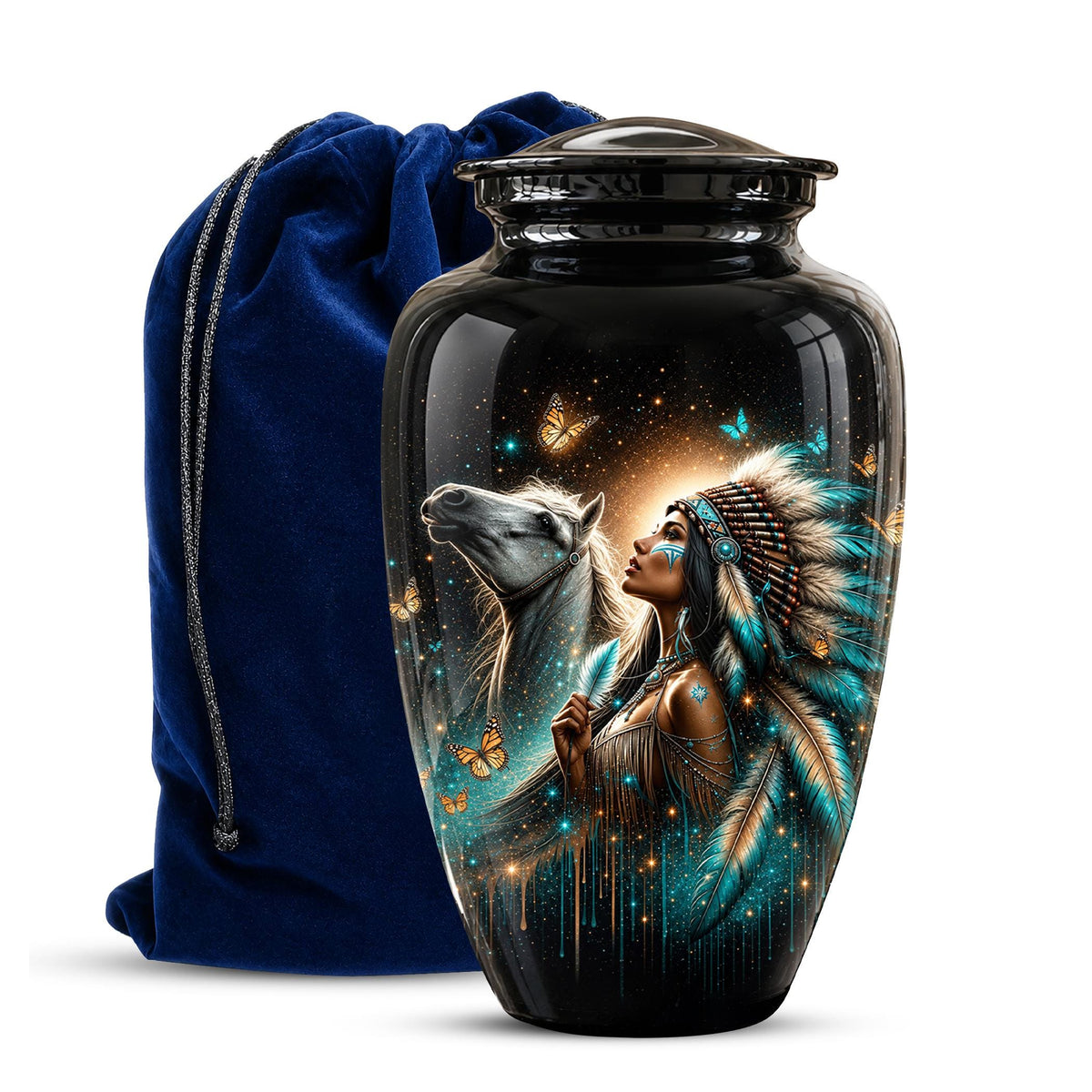 Native American Urns for Human Ashes - Horse Cremation Urn for Adults