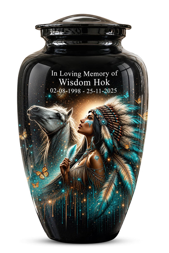 Native American Urns for Human Ashes - Horse Cremation Urn for Adults