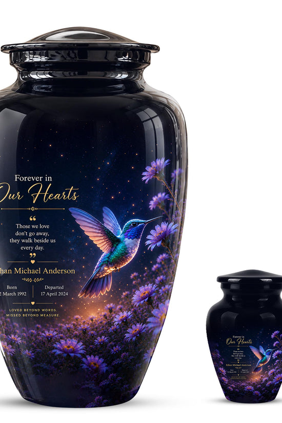 Personalized Hummingbird Cremation Urn - Floral Garden Memorial Keepsake (200 Cubic)