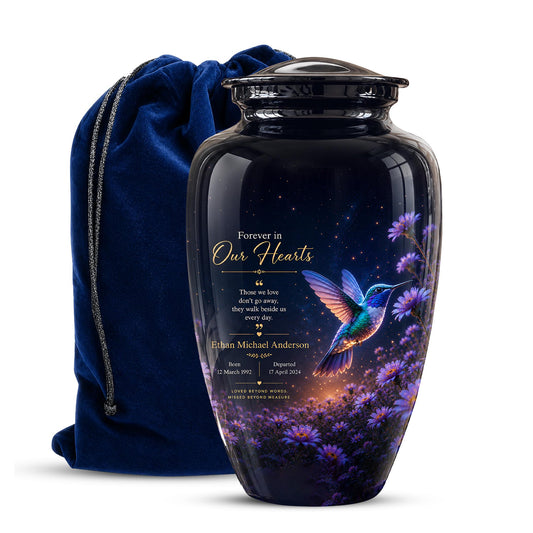 Personalized Hummingbird Cremation Urn - Floral Garden Memorial Keepsake (200 Cubic)