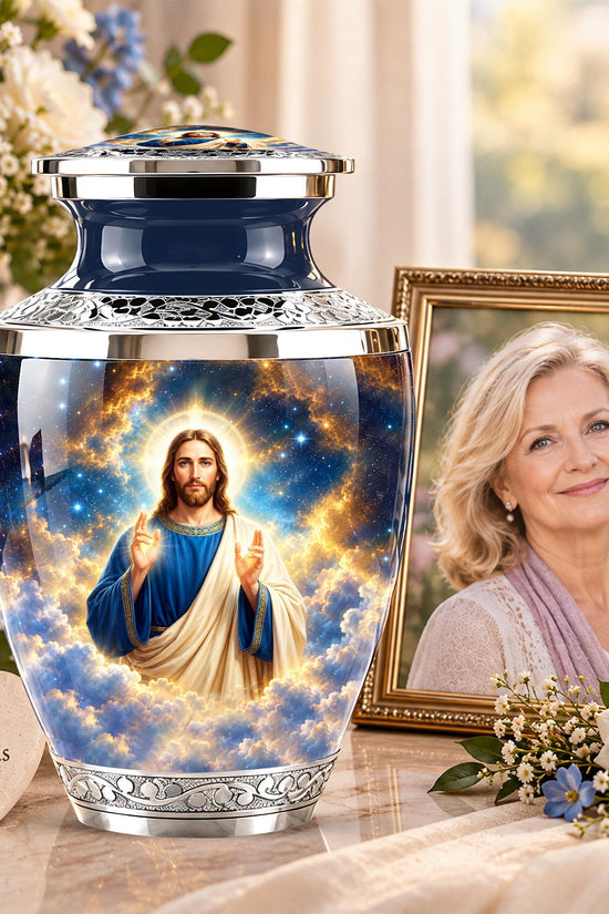 Personalized Jesus Memorial Urn - Christian Cremation Urn, 200 Cubic  Inches