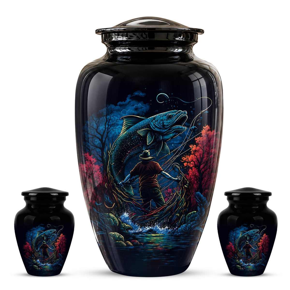 Personalized Bass Fishing Cremation Urn - Fisherman Memorial Urn for Ashes