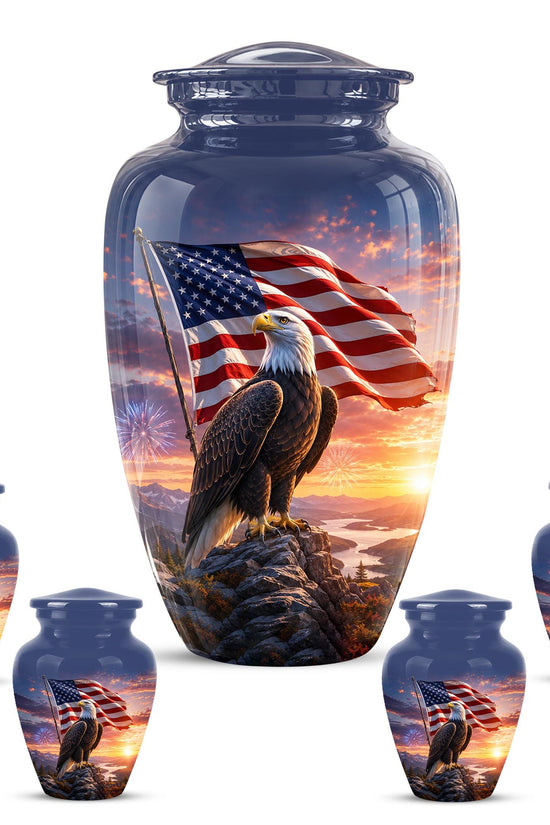 American Flag Eagle Cremation Urn for Ashes - Bald Eagle Patriotic Memorial Urn