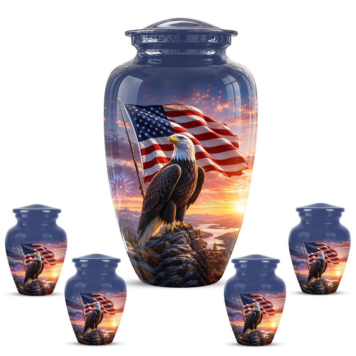 American Flag Eagle Cremation Urn for Ashes - Bald Eagle Patriotic Memorial Urn