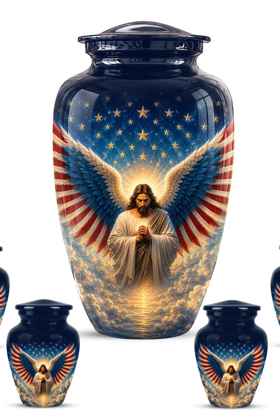 Personalized Christian Memorial Urn - Jesus Angel Wings Cremation Urn (200 Cubic)