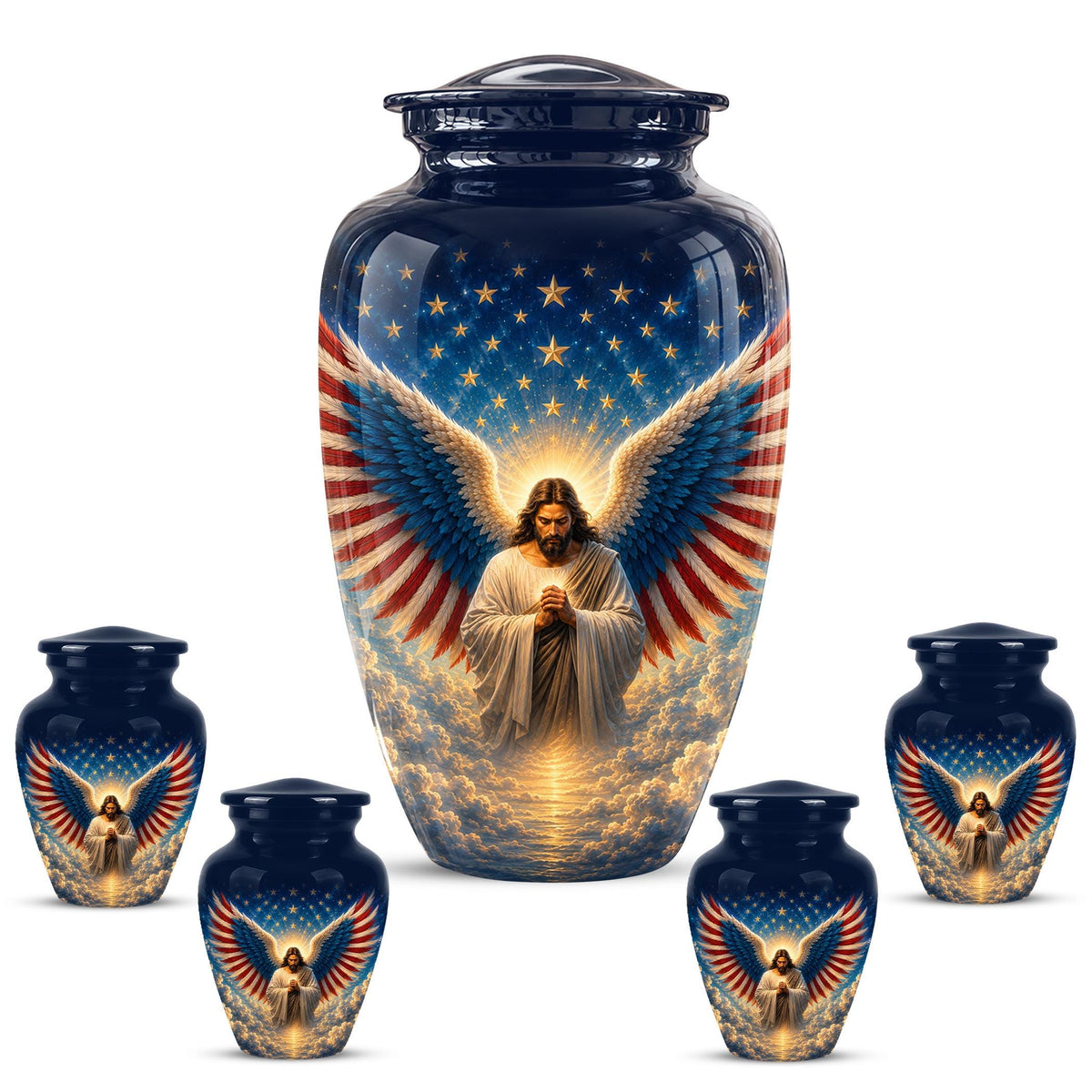 Personalized Christian Memorial Urn - Jesus Angel Wings Cremation Urn (200 Cubic)
