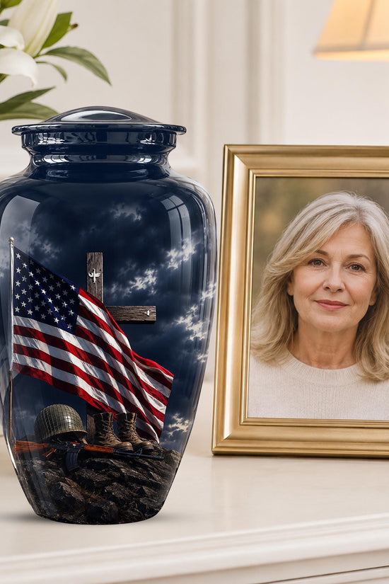 American Flag Military Urn ? Veteran Memorial Cremation Ashes Keepsake