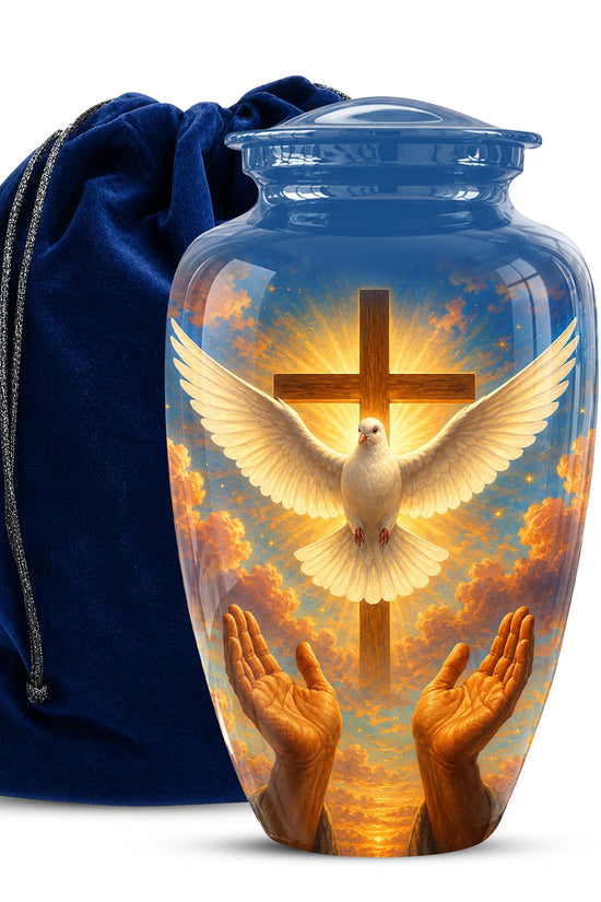 Dove Cross Cremation Urn - Religious Memorial Ashes Keepsake