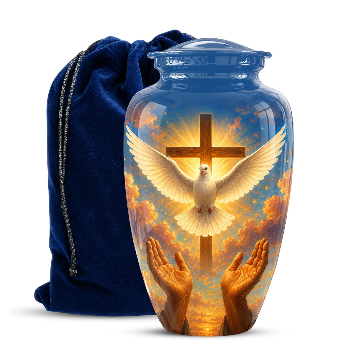 Dove Cross Cremation Urn - Religious Memorial Ashes Keepsake