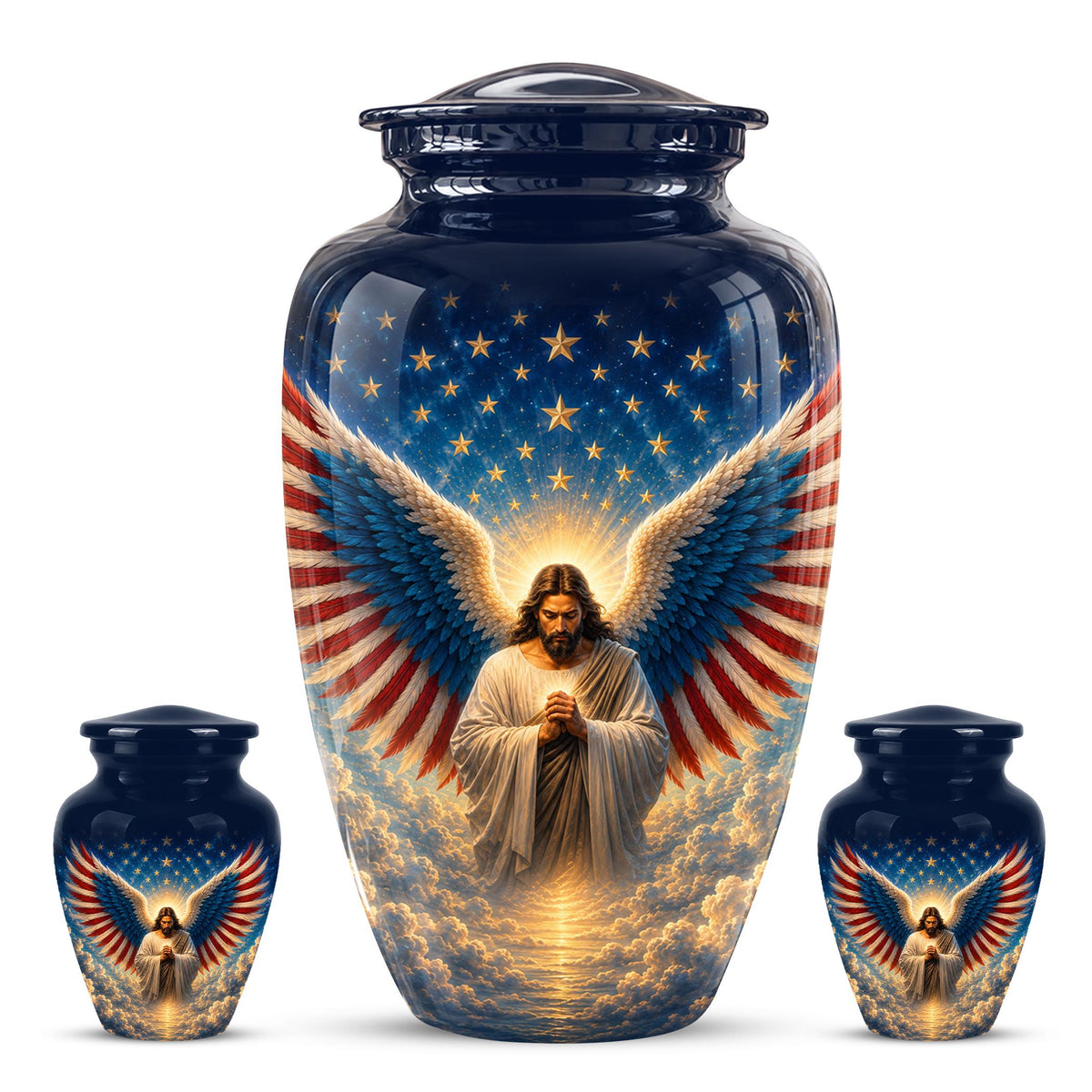 Personalized Christian Memorial Urn - Jesus Angel Wings Cremation Urn (200 Cubic)