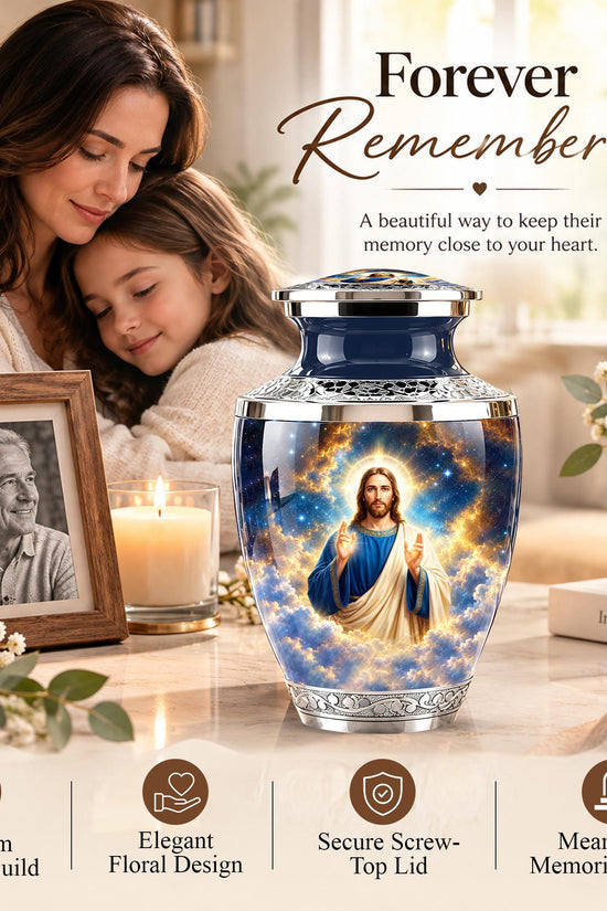 Personalized Jesus Memorial Urn - Christian Cremation Urn, 200 Cubic  Inches