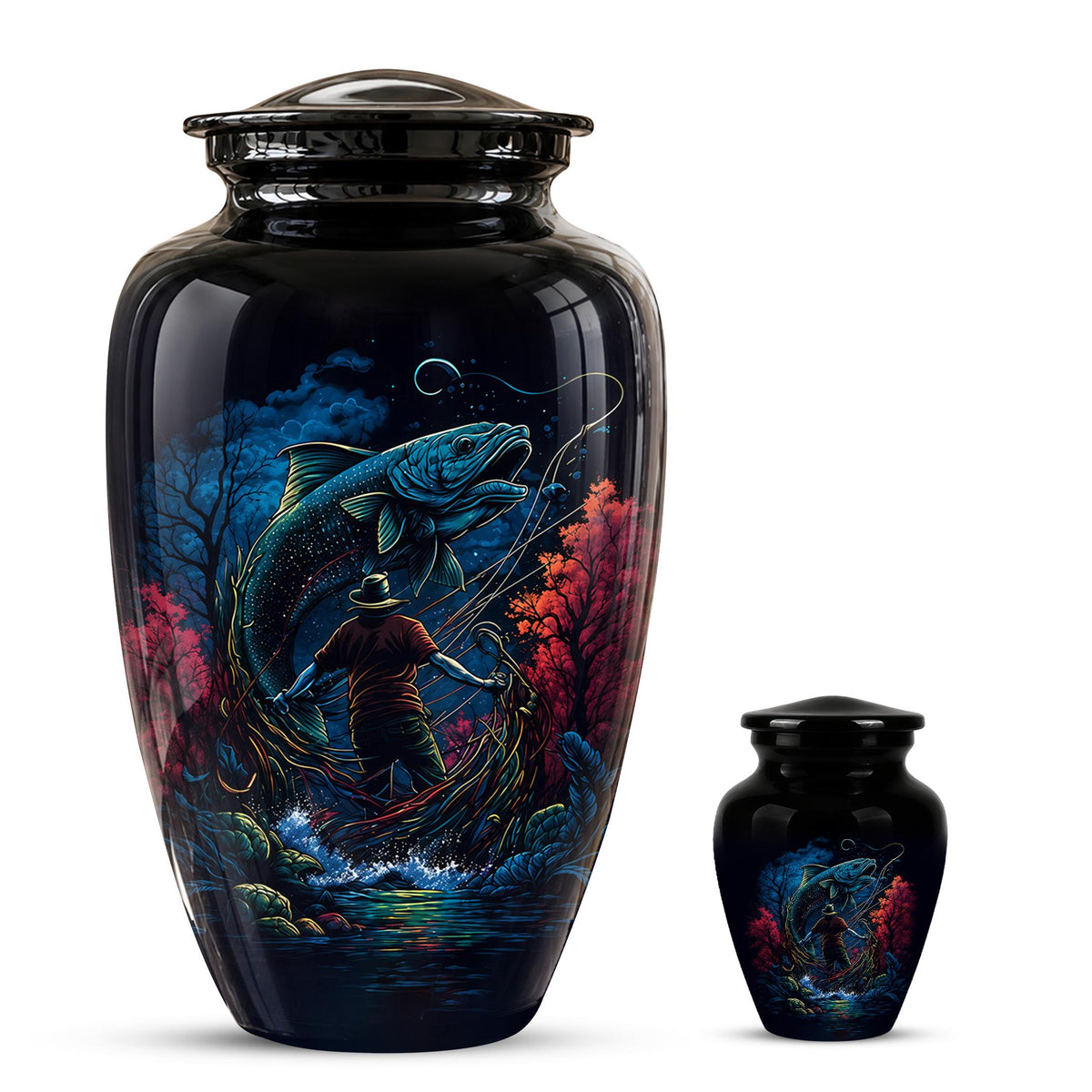 Personalized Bass Fishing Cremation Urn - Fisherman Memorial Urn for Ashes