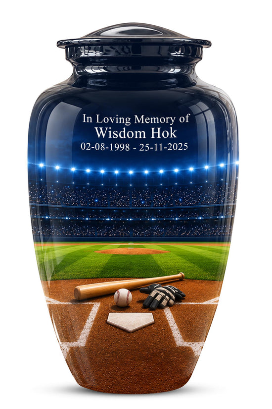 Personalized Baseball Stadium Cremation Urn for Ashes - Custom Memorial Funeral Urn