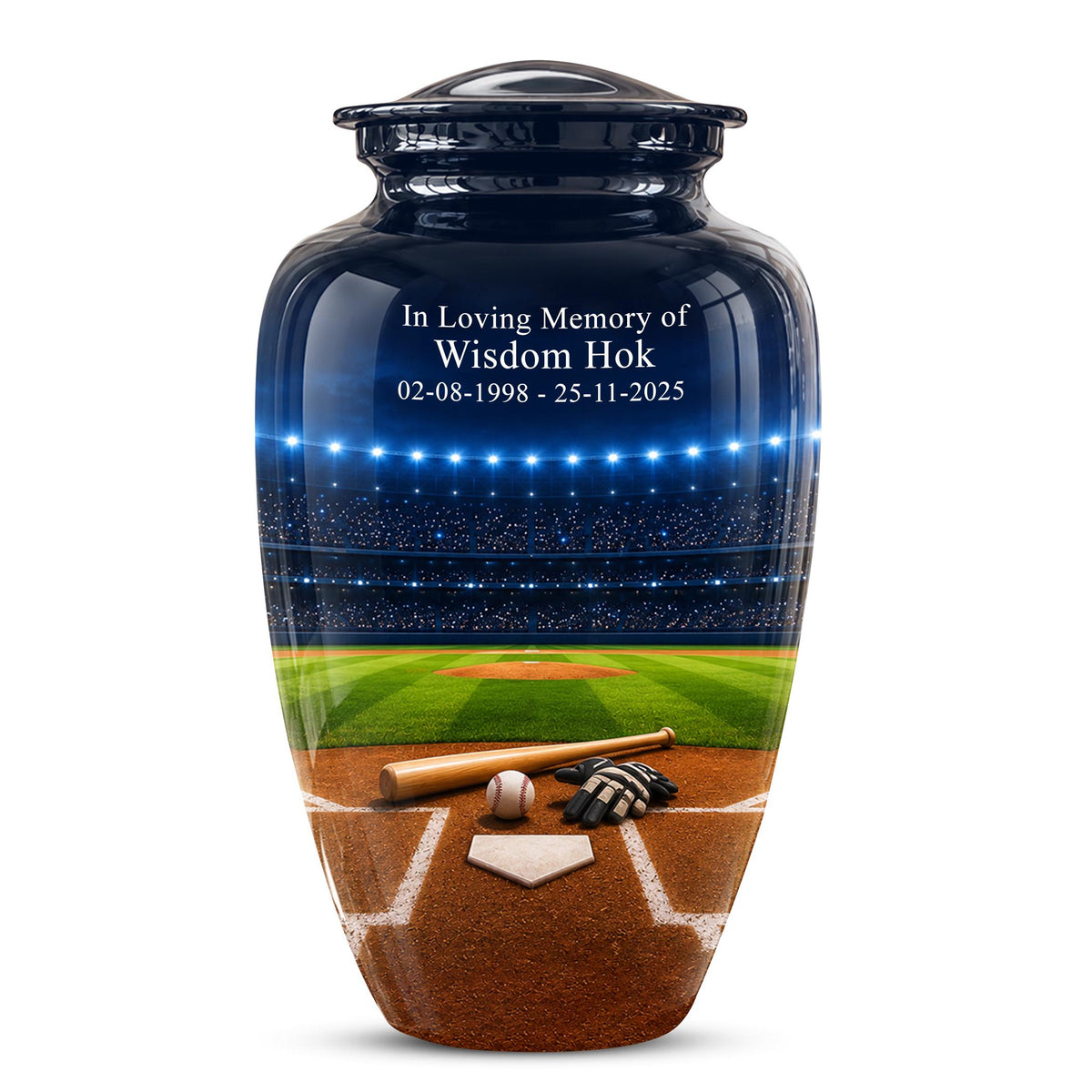Personalized Baseball Stadium Cremation Urn for Ashes - Custom Memorial Funeral Urn