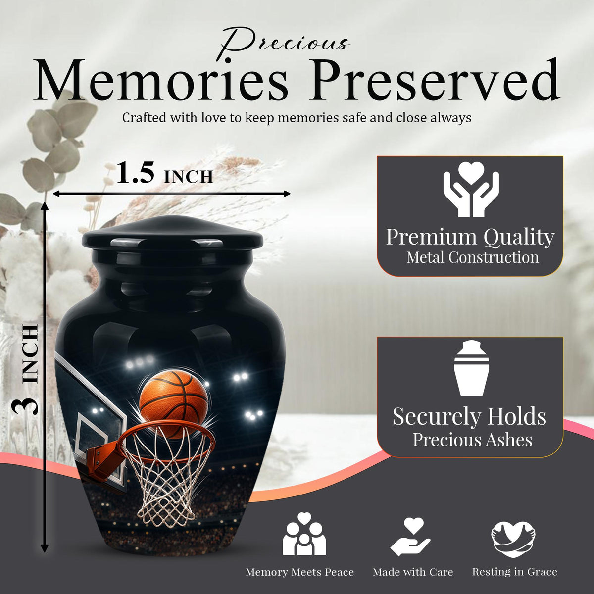 Basketball Cremation Urn, Sports Memorial Tribute, Adult Keepsake Urn