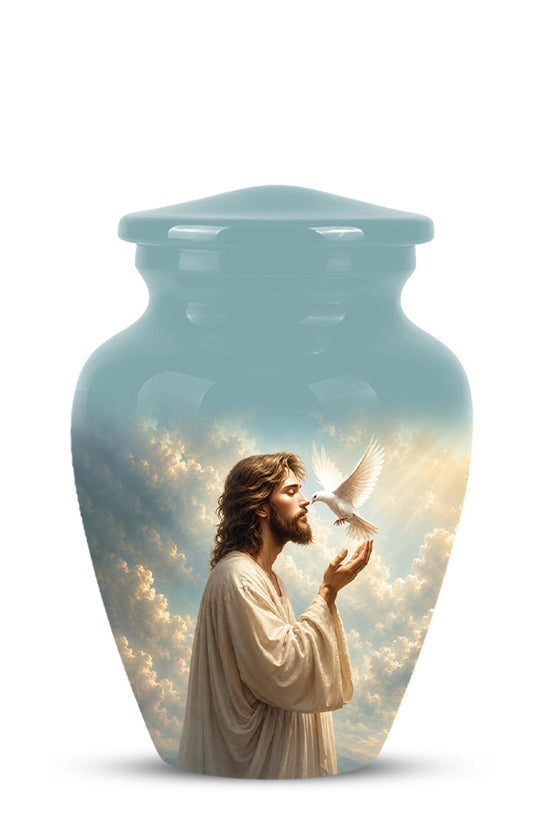 Personalized Christian Cremation Urn - Jesus Dove Memorial Keepsake