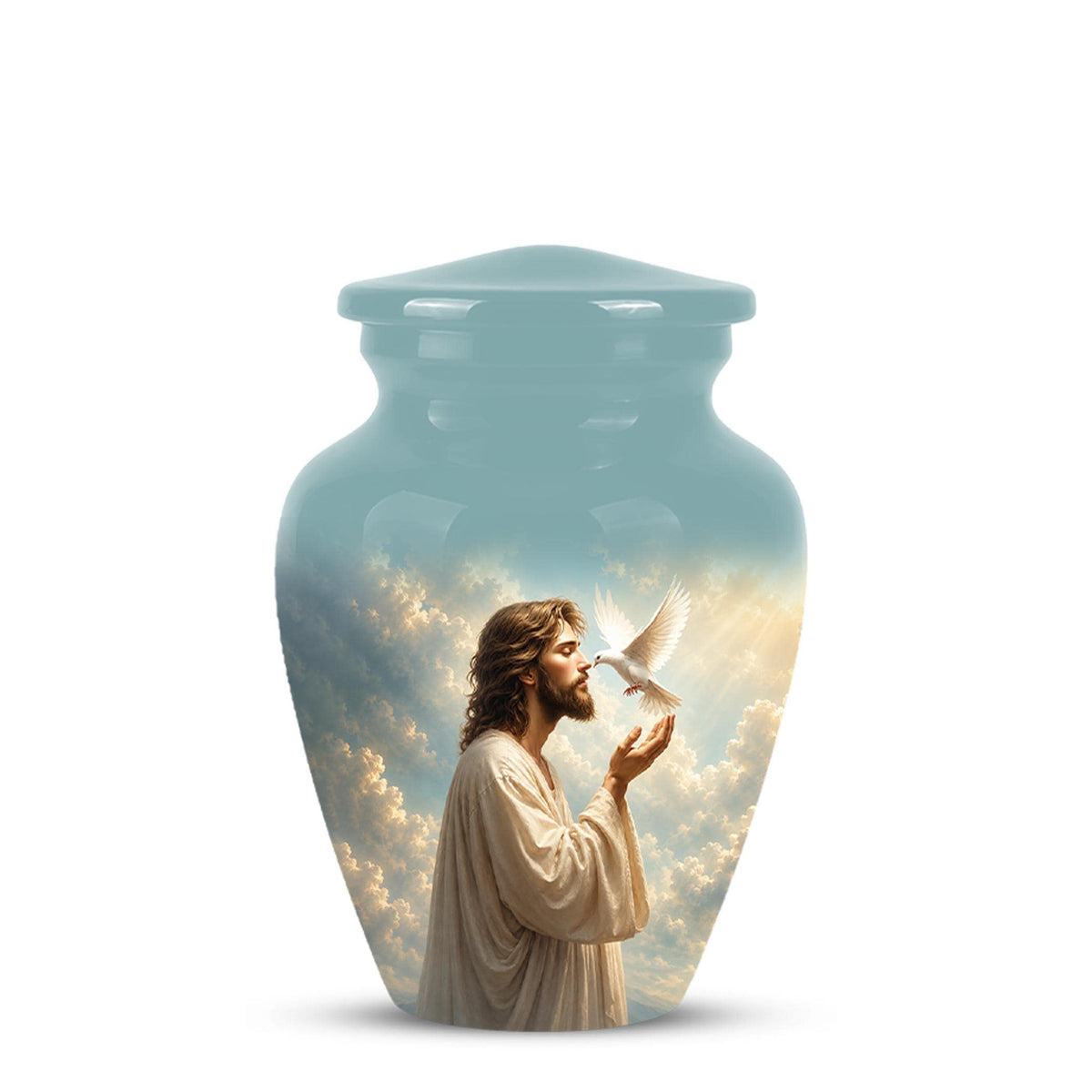 Personalized Christian Cremation Urn - Jesus Dove Memorial Keepsake