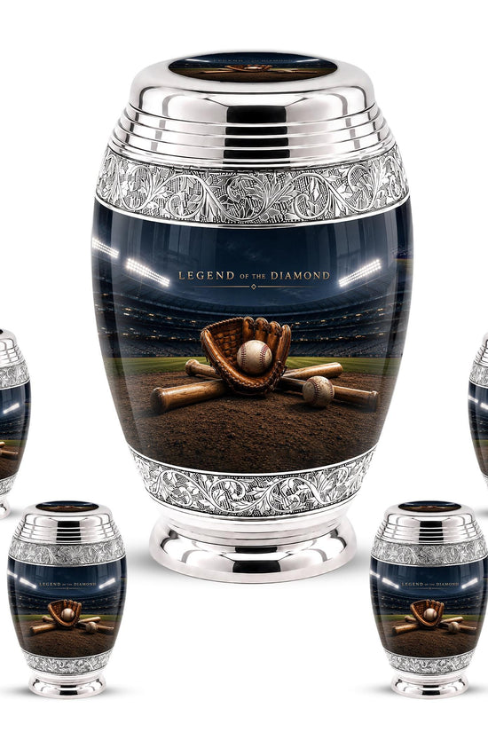 Baseball Cremation Urn for Ashes - Baseball Glove and Bat Memorial Urn