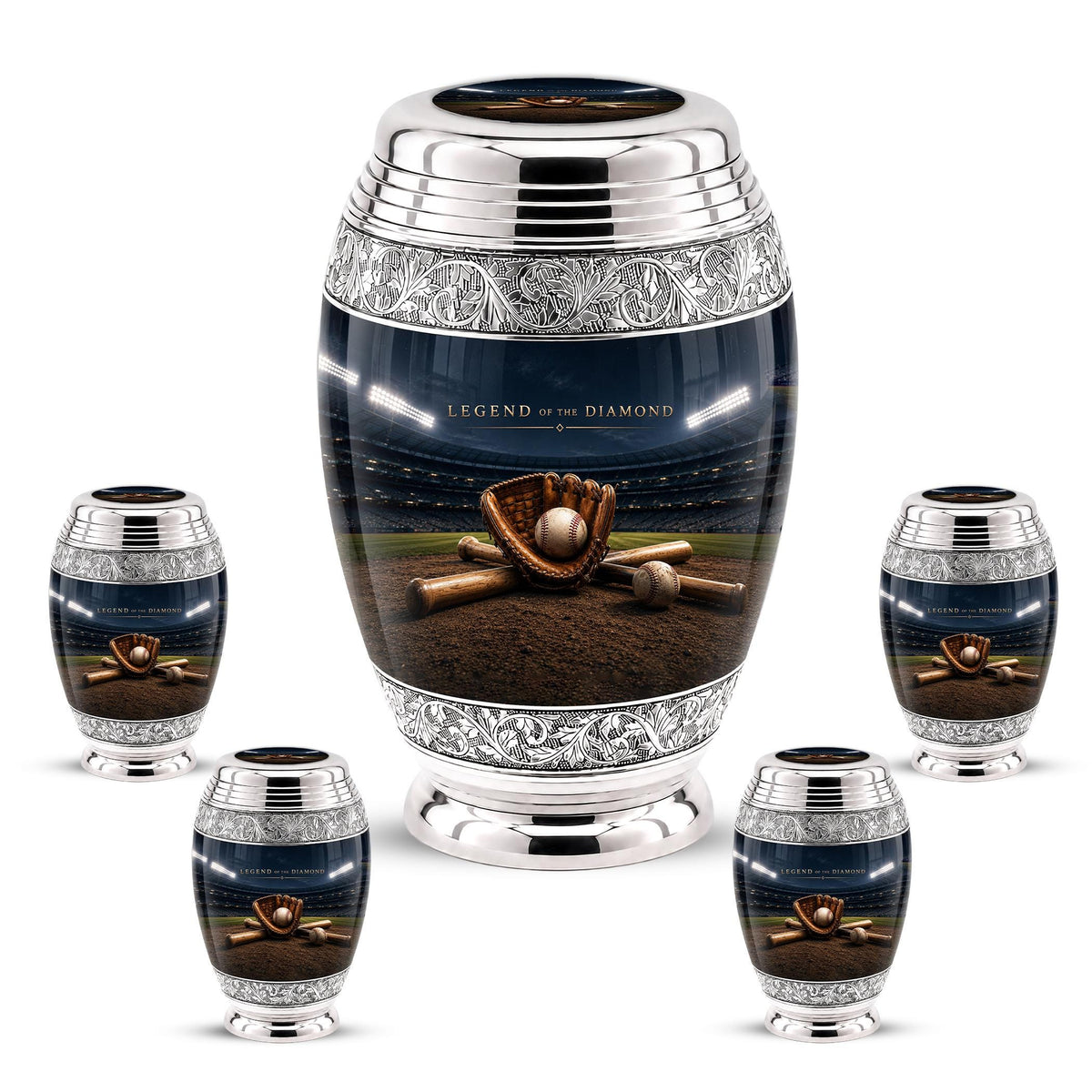 Baseball Cremation Urn for Ashes - Baseball Glove and Bat Memorial Urn