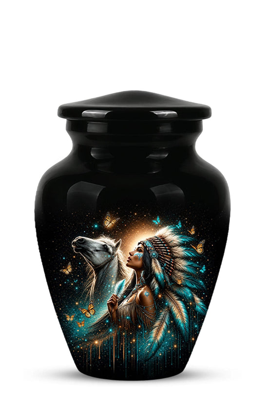 Native American Urns for Human Ashes - Horse Cremation Urn for Adults