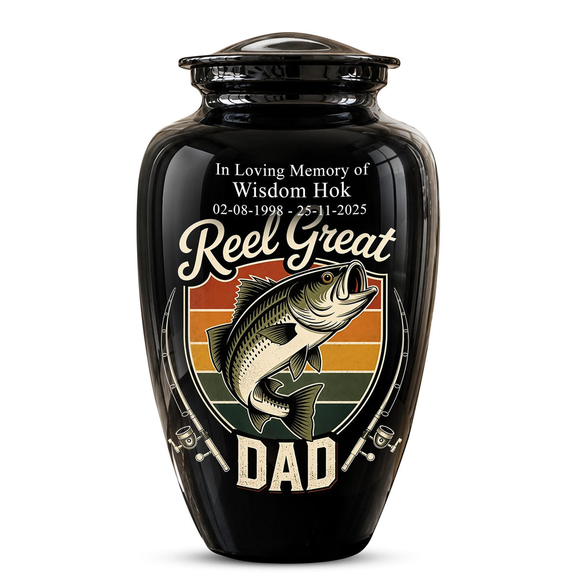 Personalized Fishing Memorial Urn for Dad - Adults Ashes For Memorial Urn