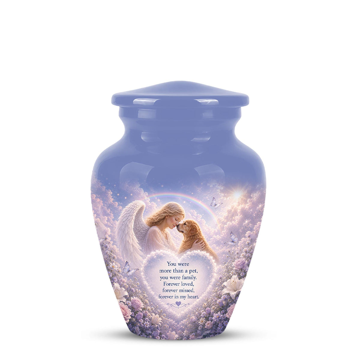 Personalized Angel Rainbow Dog Cremation Urn - 200 Cubic  Inch Pet Memorial Ashes