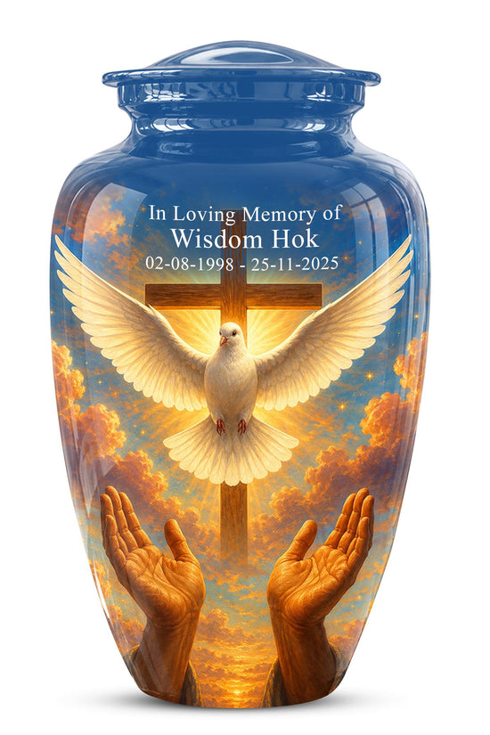 Dove Cross Cremation Urn - Religious Memorial Ashes Keepsake