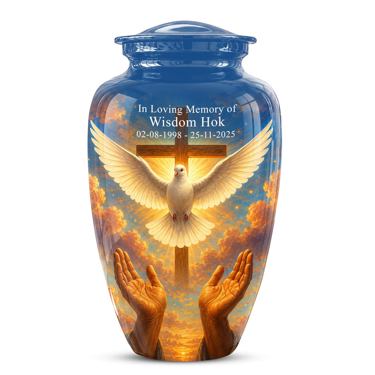 Dove Cross Cremation Urn - Religious Memorial Ashes Keepsake