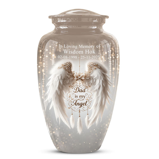 Personalized Dad Memorial Urn - Angel Wings Funeral Urns