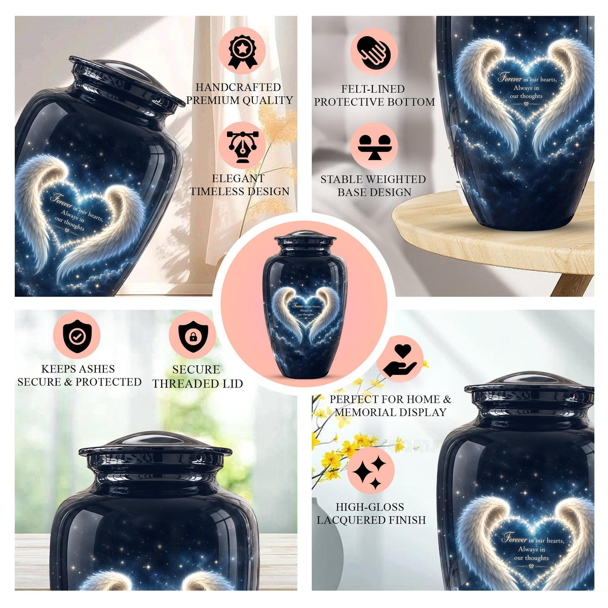 Angel Wings Memorial Urn - Personalized Keepsake for Ashes