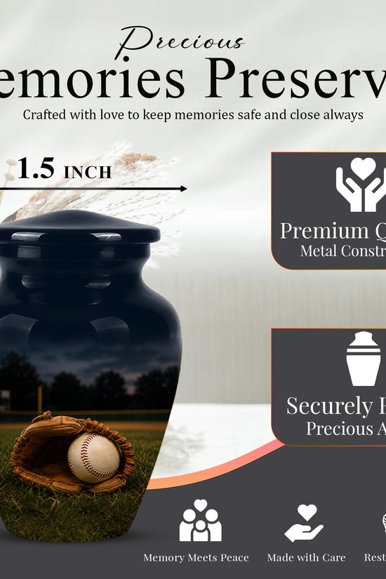 Baseball Cremation Urn for Ashes - Baseball Glove and Ball Memorial Urn