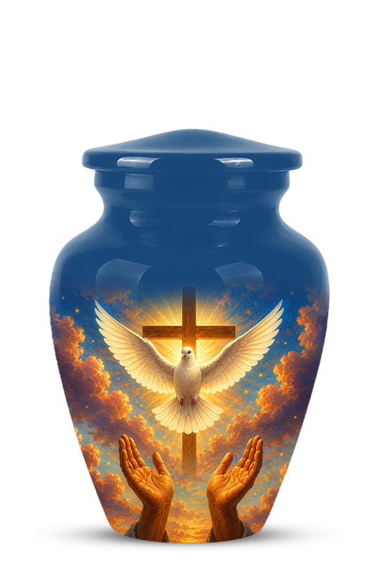 Dove Cross Cremation Urn - Religious Memorial Ashes Keepsake