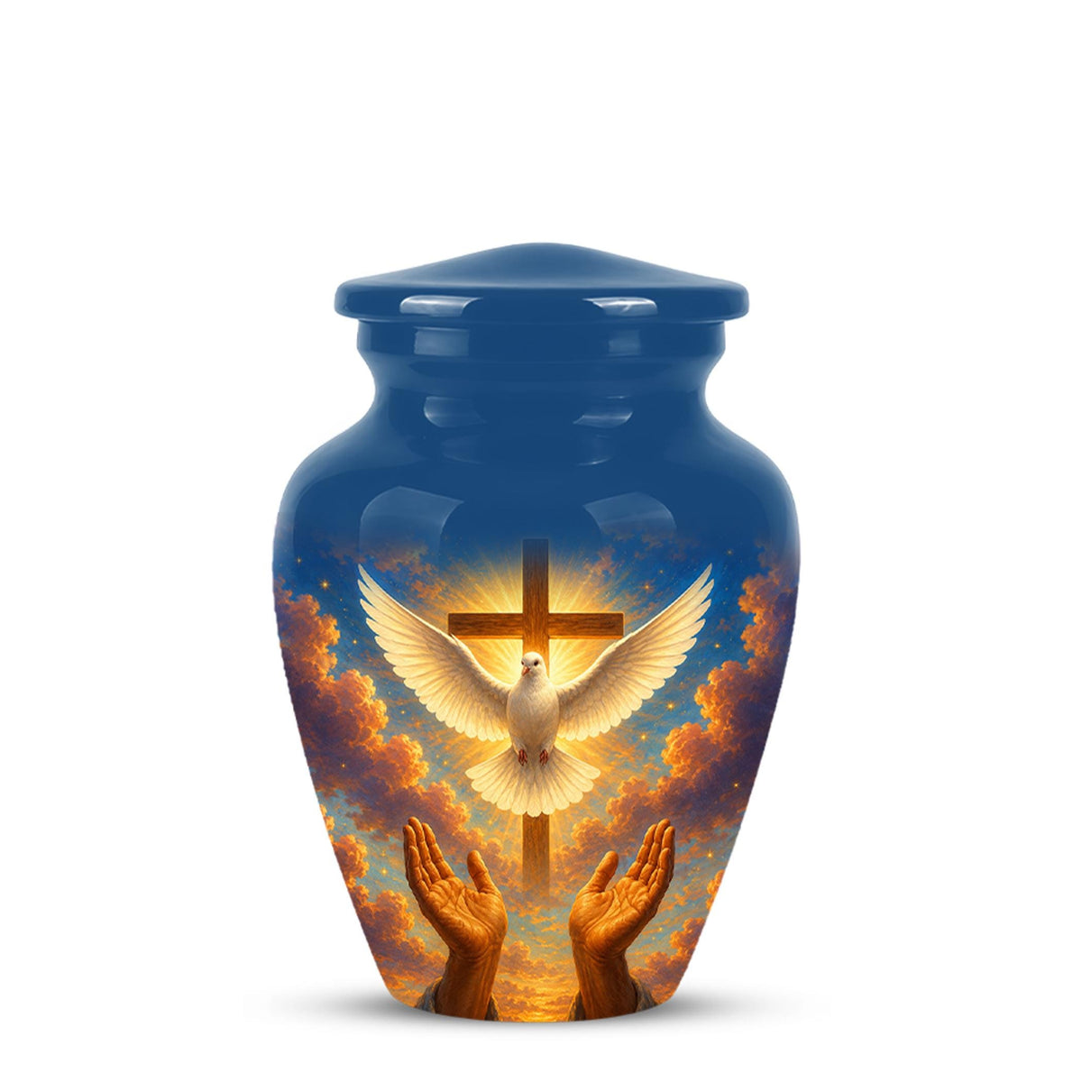 Dove Cross Cremation Urn - Religious Memorial Ashes Keepsake