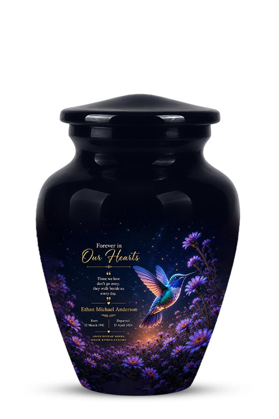 Personalized Hummingbird Cremation Urn - Floral Garden Memorial Keepsake (200 Cubic)