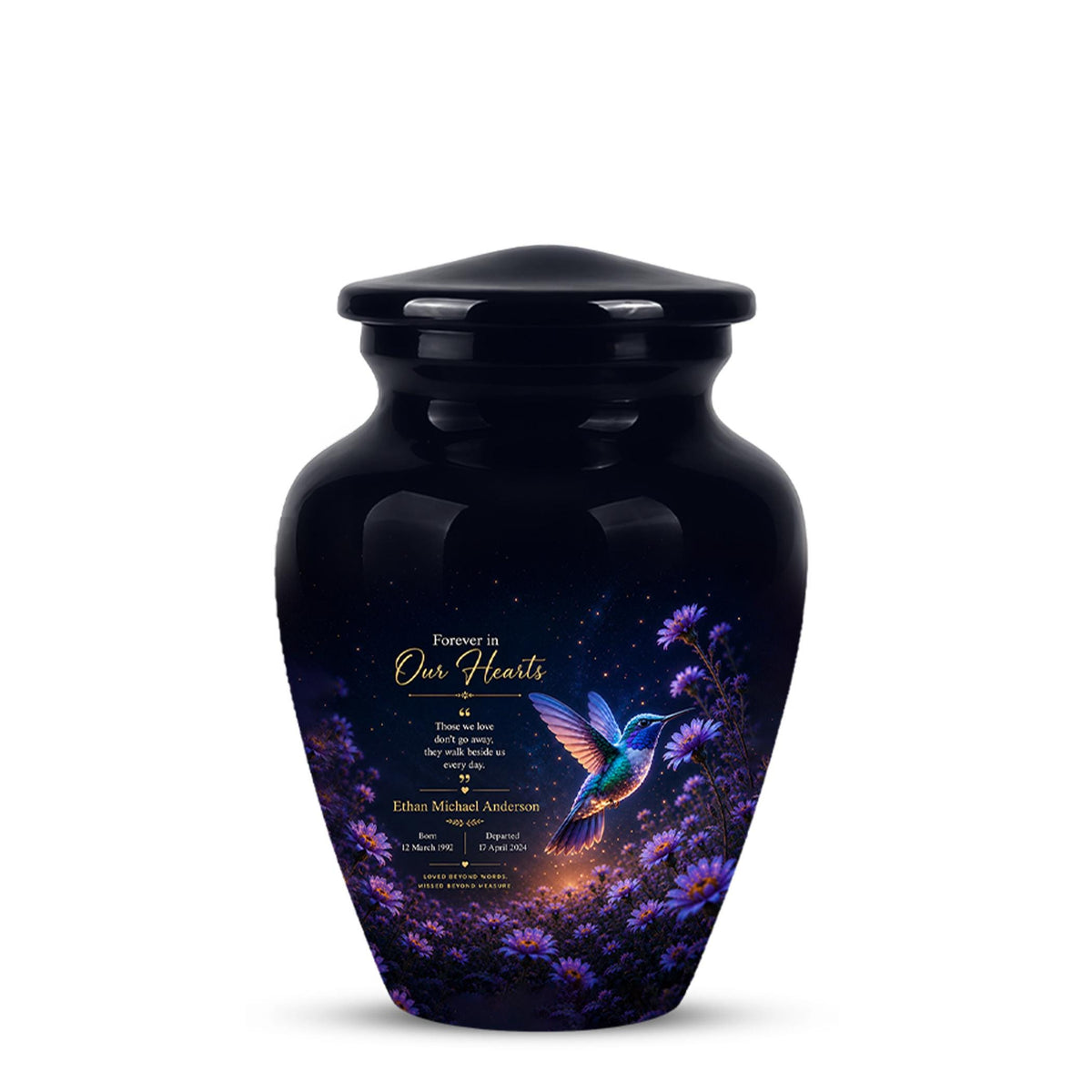 Personalized Hummingbird Cremation Urn - Floral Garden Memorial Keepsake (200 Cubic)