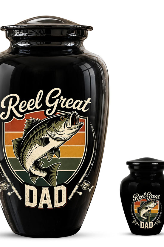 Personalized Fishing Memorial Urn for Dad - Adults Ashes For Memorial Urn
