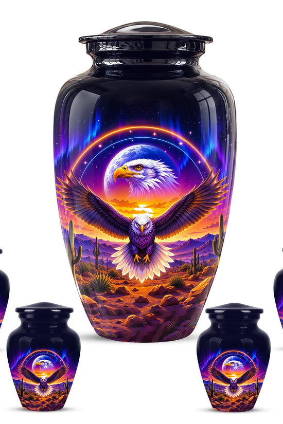 Bald Eagle Cremation Urn for Ashes - Colorful Desert Sunset Memorial Urn