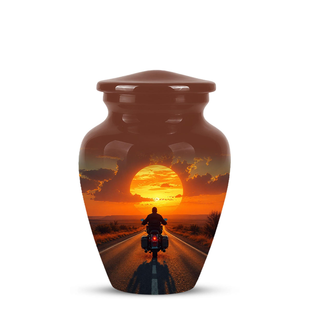 Motorcycle Cremation Urn ? Sunset Ride Memorial Tribute for Adults