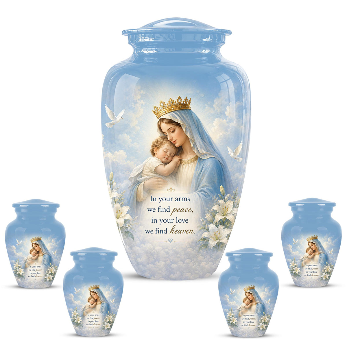 Angel Mom Cremation Urn - Blue Dove Memorial Ashes Container