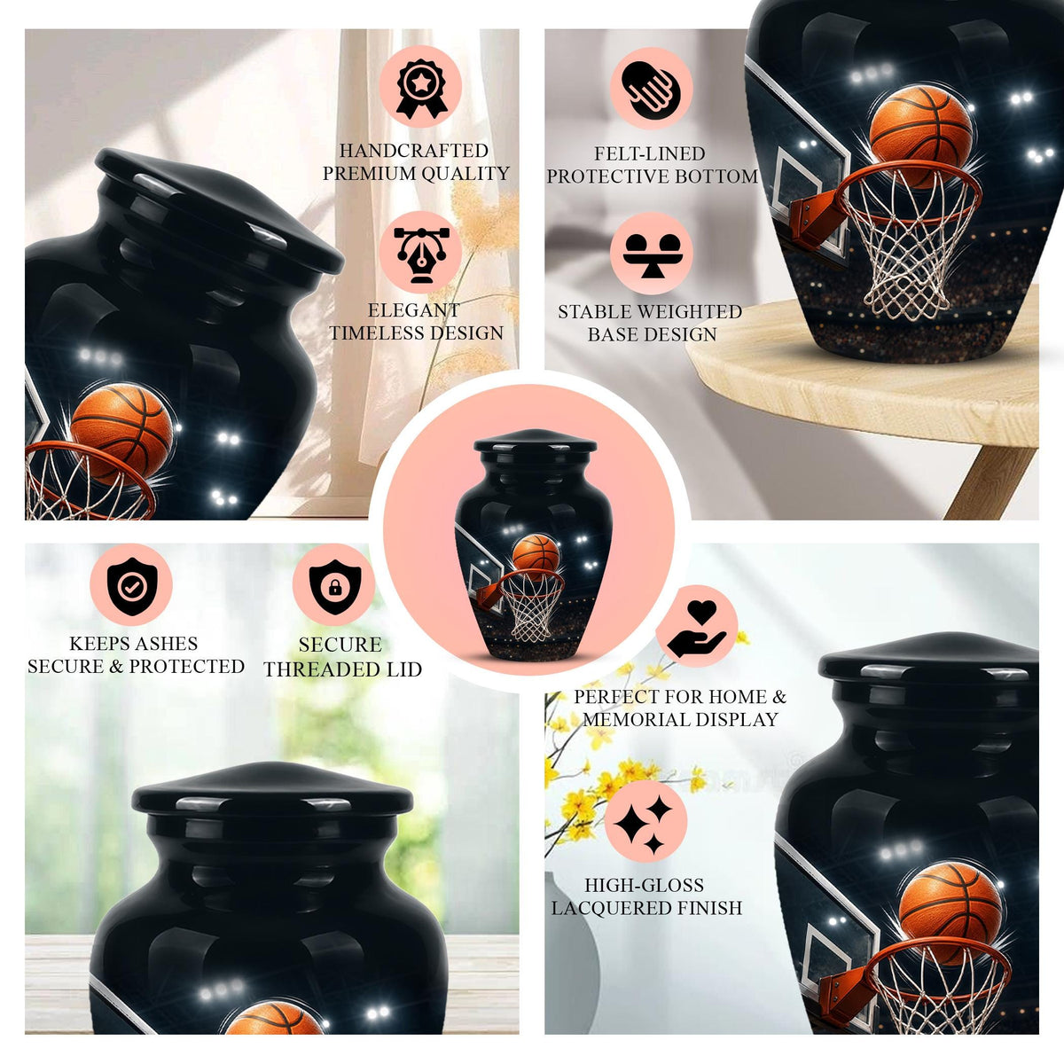 Basketball Cremation Urn, Sports Memorial Tribute, Adult Keepsake Urn