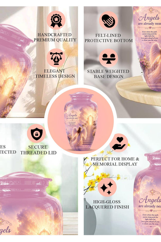Personalized Angel Wings Urns for Human Ashes - Pink Crematon Urn for Adults