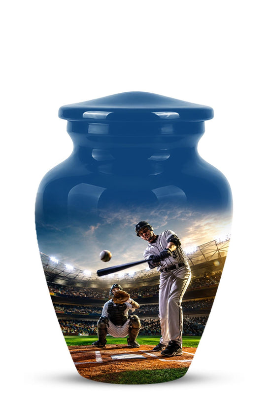 Baseball Cremation Urn for Ashes - Baseball Batter and Catcher Memorial Urn