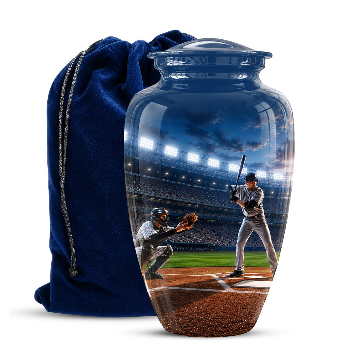 Baseball Cremation Urn for Ashes - Baseball Player and Catcher Memorial Urn